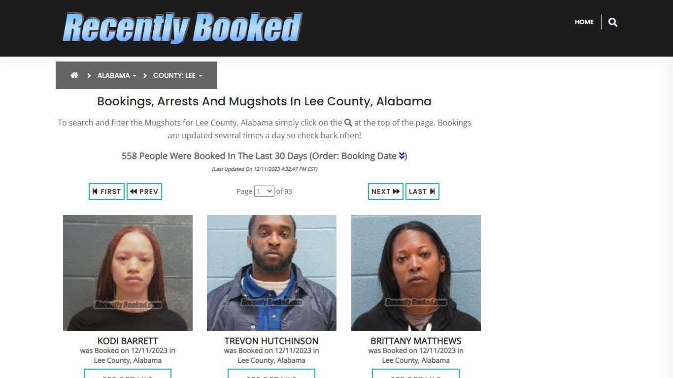 Recent bookings, Arrests, Mugshots in Lee County, Alabama - Recently Booked